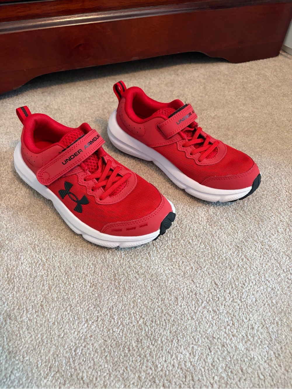 Under Armour Red Kids' Athletic Sneakers with Black Logo